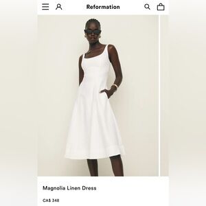 Reformation Magnolia Dress (White Linen)